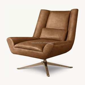 Chaise pivotante en cuir Luka Berkshire Sassanid OEM des années 1970 au design italien sophistiqué et favorable - Product Image 1