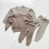 Vêtements pour bébé Pull épais en coton saupoudré + pantalon ample avec cordon de serrage Ensemble de 2 pièces Ensembles de vêtements pour garçon à tricoter