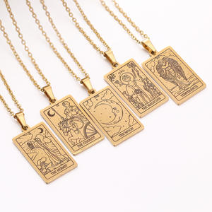 22 cartas de Tarot colgantes collar emperatriz estrella sol Luna muerte justicia el tonto colgantes con cadenas de acero inoxidable joyería de mujer - Product Image 2