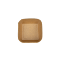 Conteneur alimentaire en papier kraft à fond plat carré avec couvercle en PET, bol à salade à emporter, boîte à lunch écologique pour la restauration