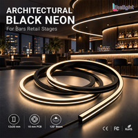 Bande LED néon flexible en silicone noir 12x20mm, éclairage latéral à 120 degrés pour profilés en aluminium, éclairage architectural intérieur