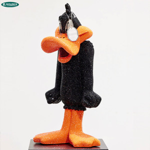 Nouvelle Statue en Résine de Canard <span class=keywords><strong>Duffy</strong></span> de Dessin Animé, Ornée de Cristaux, Artisanat pour la Maison et la Galerie, Motif Animal Incrusté de Diamants, Fabriquée en Fibre de Verre - Product Image 2