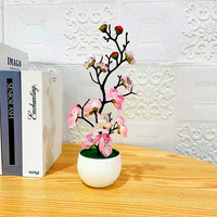 1pcs Bonsaï Fleurs de Soie Prune Plantes Artificielles en Pot Fleurs Simulation Branche de Prune d'Hiver Vases Décoration de Maison de Mariage