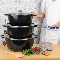 Ensemble de casseroles en aluminium coulé antiadhésif effet granit, modernes et écologiques, pour restaurants