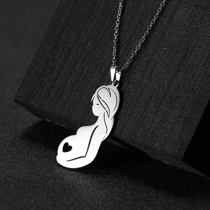 Collares <span class=keywords><strong>de</strong></span> Acero Inoxidable con Colgante <span class=keywords><strong>de</strong></span> Corazón para Embarazadas, Joyería <span class=keywords><strong>de</strong></span> Moda para Mujer, Regalos para el Día <span class=keywords><strong>de</strong></span> la <span class=keywords><strong>Madre</strong></span>, Familia, Bebé, Mamá - Product Image 2
