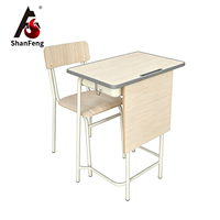 Meubles de classe en bois, siège individuel avec fente pour stylo, design de panneau frontal, ensemble bureau et chaise pour étudiants, table d'apprentissage scolaire