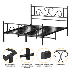 Modern Siyah Metal Platform Yatak Çerçevesi Ağır Hizmet Tipi Çoklu Boyutlar Tek Kişilik, Çift Kişilik, Kraliçe Yatak, Tek Kişilik Yatak Odası Kullanımı Hızlı Teslimat - Product Image 5