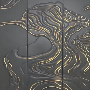 Décoration murale de <span class=keywords><strong>maison</strong></span> de luxe personnalisée Panneaux modernes de sculpture en cuir gaufré 3D en PVC & PU Panneaux muraux imperméables pour la décoration intérieure - Product Image 5