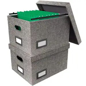 ढक्कन के साथ सनी कपड़े बंधनेवाला फ़ाइल भंडारण कार्यालय बॉक्स फांसी पत्र टैब के साथ Foldable भंडारण कार्यालय बॉक्स