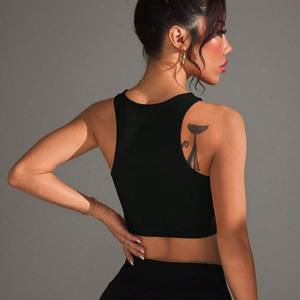 Nuevo <span class=keywords><strong>Chaleco</strong></span> Deportivo de Yoga FLYWAY 2025 para <span class=keywords><strong>Mujer</strong></span>, Cuello en V, Ajuste Ceñido, Transpirable, con Malla y Diseño <span class=keywords><strong>Cruzado</strong></span>, Sin Mangas, Parte Delantera de Nailon Súper Suave - Product Image 4