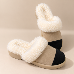 Chaussons d'hiver chauds en fourrure pour femmes, luxueux, en suède synthétique, pour la maison, la chambre, chaussures plates et moelleuses - Product Image 1