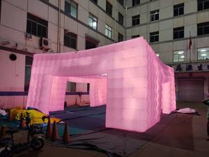 巨大なピンク色のインフレータブル建築構造テント、パーティー用キューブ型照明テント、インフレータブル - Product Image 6