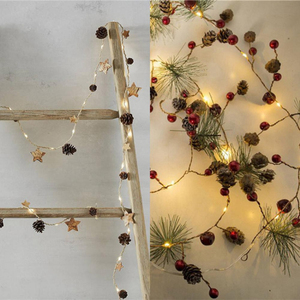 Navidad Hada Lámpara Colgantes Cadena Fruta Roja Ratán Decorativo Pasillo Lámpara de pared Cereza Pino Fruta Cadena Luz - Product Image 3