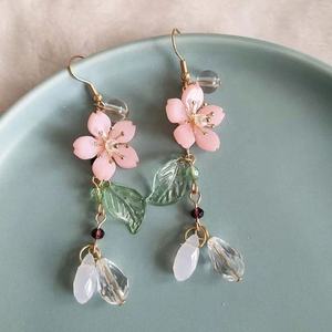 Pendientes Largos con Borlas de Flor de Melocotón Rosa, Estilo Clásico Chino, Súper Hada, Taohua Yaoyao, Moda de la Dinastía Han, Aleación - Product Image 2