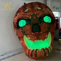 Squelette gonflable d'Halloween style effrayant avec citrouille et lumière LED intégrée, facile à installer, portable, pour publicité