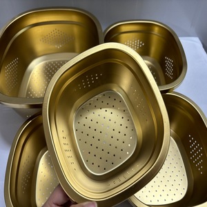 Stainless Steel Colander <b>Set</b> Square Drain Basket Kitchen Vegetable Fruit <b>Washing</b> Tray Thickened Durable Design - Product Image 1