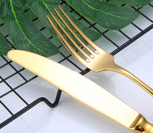 Venta al por mayor de gama alta cuchara tenedor cuchillo espejo oro cubiertos de acero inoxidable cubiertos de 7 piezas - Product Image 4