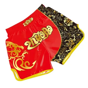 Wholesale Modern Green Muay <strong>Thai</strong> <strong>Shorts</strong> High Quality <strong>Boxing</strong> <strong>Sewing</strong> <strong>Pattern</strong> Kickboxing Pants Martial Arts Wear - Product Image 4