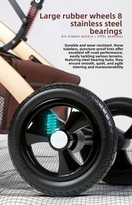 Cochecito de Bebé Ligero 2 en 1 Plegable con Asiento para Automóvil, Bidireccional, Vista Panorámica, Buena Suspensión, Posición de Sentado a Acostado para Recién Nacidos y Niños Pequeños - Product Image 5