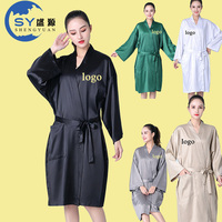 Peignoir Kimono Confortable en Faux Acétate Personnalisé avec Logo pour Hommes et Femmes, Idéal pour Spa, Salon de Coiffure et Coiffure