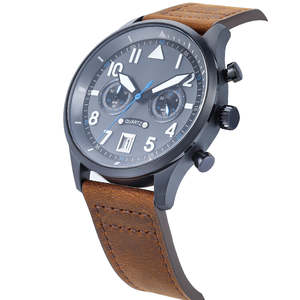 Montre à quartz en acier inoxydable Miyota avec logo personnalisé en gros, calendrier, cadran en cristal saphir, résistance à l'eau 5 BAR, sport, affaires - Product Image 5