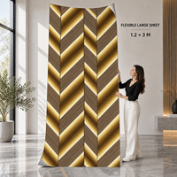 Papier peint autocollant motif chevron bois brun doré 60x60cm avec surface PET et mousse IXPE pour murs intérieurs