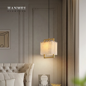 Singolo rame oro pendente in marmo chiaro alabastro lampadari appesi per tavolo da pranzo - Product Image 2