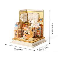 KNOWME IIECREATE L-2256 Jouet éducatif miniature, puzzle en bois 3D, modèle de maison miniature à construire soi-même, échelle 1:24