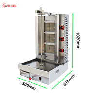 Machine à shawarma à gaz de haute qualité à 3 brûleurs, machine à kebab au poulet en acier inoxydable, grill à shawarma automatique, machine à couper les kebabs