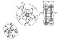 Rouleaux à roulement omnidirectionnel en aluminium robuste de 127 mm 14146 et roulement central