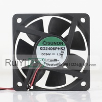 Sunon 5V 12V 48V DC 24V 1.3W AC EC 6015 60X60X15MM 6CM Double roulement à billes silencieux 2 fils KD2406PHS2 ventilateur de refroidissement