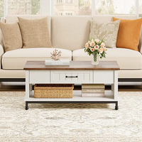 Table basse moderne de luxe en chêne blanc ensemble avec armoires de rangement panneau en bois meubles de maison pour le salon