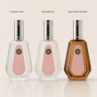 Flacon de parfum en verre facetté personnalisé vide avec bouchon argenté, flacon atomiseur de luxe rechargeable, vente en gros, logo personnalisé
