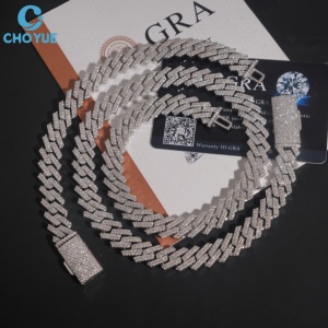 Collar Cubano de Plata de Ley 925 con Moissanita VVS, Joyería Fina para Fiestas de Compromiso, Venta al por Mayor para Joyerías - Product Image 1