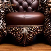 Meistverkauftes Königliches Sofa im Nahost-Stil, Hochwertig, Massivholz Handgeschnitzt, Echtes Leder Luxus-Sessel
