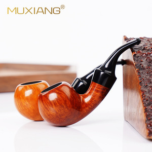 Muxiang Wooden Tobacco Pipe Bent Shape Apple Bowl Acrylic Mouthpiece Smoking Pipe - Product Image 1