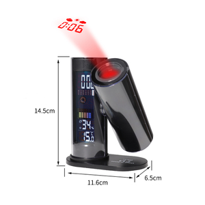 LCD kỹ thuật số Nhiệt kế ẩm kế 360 độ xoay chiếu Đồng hồ điện tử phong trào bàn đồng hồ - Product Image 2