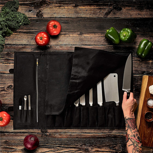Couteau de camping personnalisé Vaisselle en toile en acier inoxydable Set de <span class=keywords><strong>couverts</strong></span> réutilisables Sac en toile Couteau de chef Sac à roulettes Sac pour couteau de chef - Product Image 3