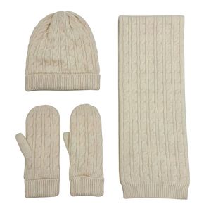 Ensemble 3 pièces YW Automne Hiver 2026 pour <span class=keywords><strong>femme</strong></span> : Bonnet, Écharpe <span class=keywords><strong>et</strong></span> <span class=keywords><strong>Gants</strong></span> en tricot acrylique/polyester/polyamide beige chaud, couleur personnalisable - Product Image 2