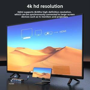 Многофункциональный портативный концентратор Type-C 6-в-<span class=keywords><strong>1</strong></span> для HD M1, док-станция <span class=keywords><strong>USB</strong></span> 3.0 для мобильных телефонов, ноутбуков, игровых консолей, в наличии - Product Image 2