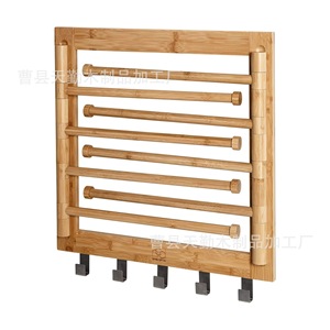 Wooden wall-mounted <b>clothes</b> <b>rack</b>, solid wood bathroom extendable <b>clothes</b> and towel storage <b>rack</b>, solid wood wall-mounted - Product Image 3