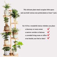 Étagère à plantes en bambou à 6 niveaux pour 7 pots, support multiple pour pots de fleurs, étagère de présentation pour plantes d'intérieur et d'extérieur, unité d'étagérage pour patio