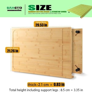 Planche à découper en bambou Bamotto 30x21 pouces avec pieds amovibles, protection pour la surface de cuisson de la cuisinière - Product Image 5