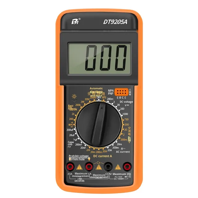 DT9205A Bench Multimeter High Accuracy ±0.5% Dual Anti-Burn Design Dual Fuses + TVS Protection for Lab Use