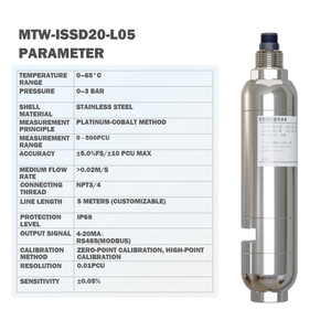 Capteur de colorimètre numérique MTW-ISSD20-L05 en acier inoxydable IP68, plage 0-500 PCU, méthode platine-cobalt, garantie OEM 1 an - Product Image 4