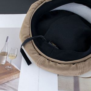 High Quality Vegan Suede Winter Octagonal Hat Women Vintage Style Beret Hat - Product Image 4