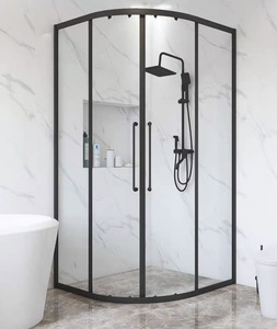 Mampara de Ducha de Esquina con Puerta Corredera de <span class=keywords><strong>Vidrio</strong></span> Templado y Accesorios Duraderos - Product Image 1