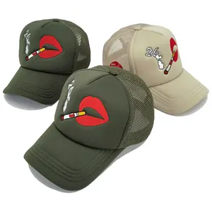 Plain Blank Foam Mesh Trucker Caps benutzer definierte Trucker Hut mit Logo Trucker Hut mit Seil