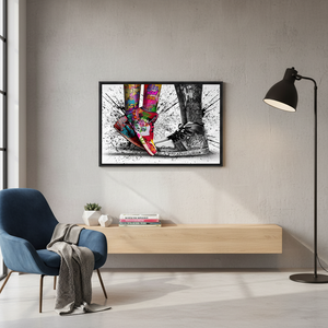 Sleek Printed Canvas Artwork: Modern Graffiti Shoes Design for Vibrant Decor,<b>BLACK</b> <b>FRAMED</b> CANVAS - Product Image 3