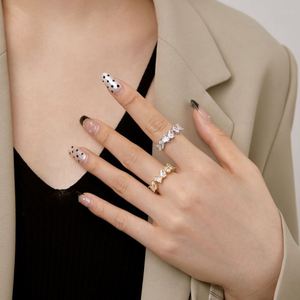 Dylam Stylish <b>Dainty</b> Women S925 Silver Rhodium 18K Gold Plated Multiple Mixed Cut Geometric 5A Cubic Zirconia Jewelry <b>Rings</b> - Product Image 4